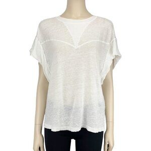 IRO Spring Drop Shoulder Oversized Semi-sheer Crewneck Cotton Blend T-Shirt XS/S